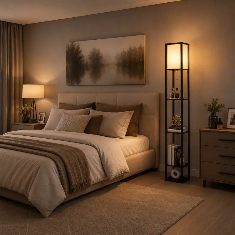 Luminária de Chão com Prateleira Integrada 1,60m Moderno- Casas Gael