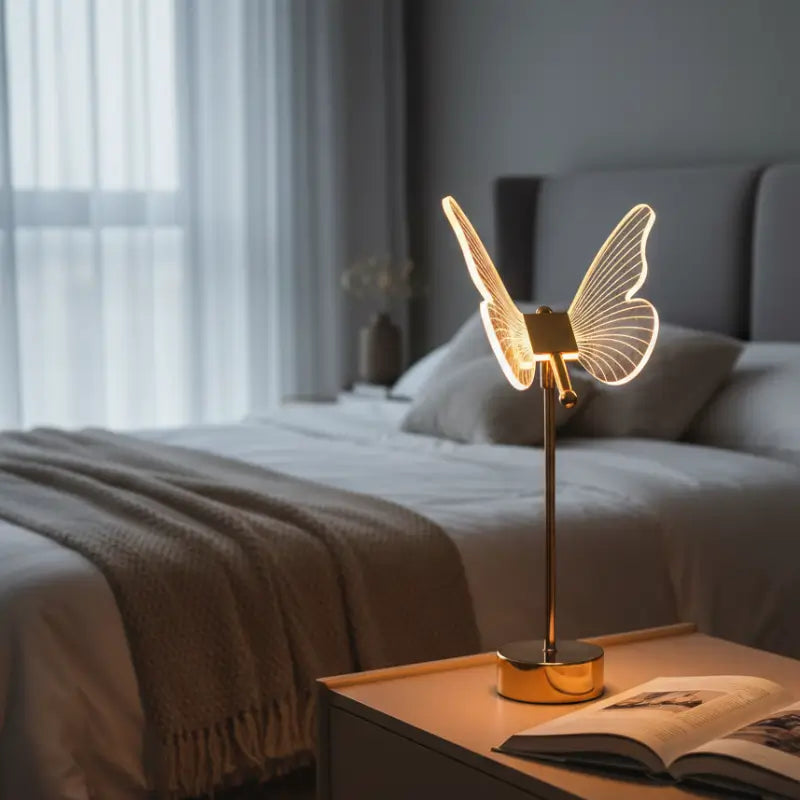 Luminária de Mesa Decorativa Borboleta Nórdica 3 Tons de Luz - Casas Gael