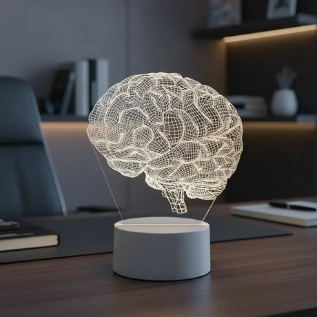 Luminária de Mesa Decorativa LED 3D Cérebro Realista Presente - Casas Gael