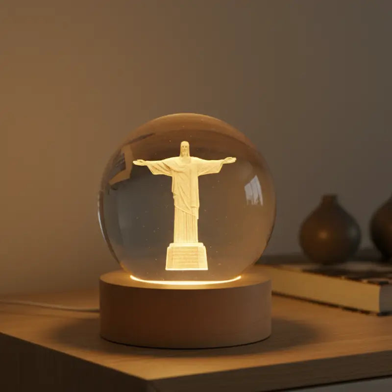 Luminária de Mesa Decorativa LED Globo 3D Religiosa - Casas Gael