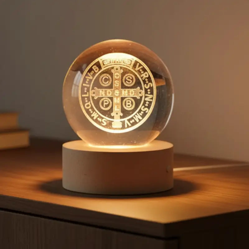 Luminária de Mesa Decorativa LED Globo 3D Religiosa - Casas Gael