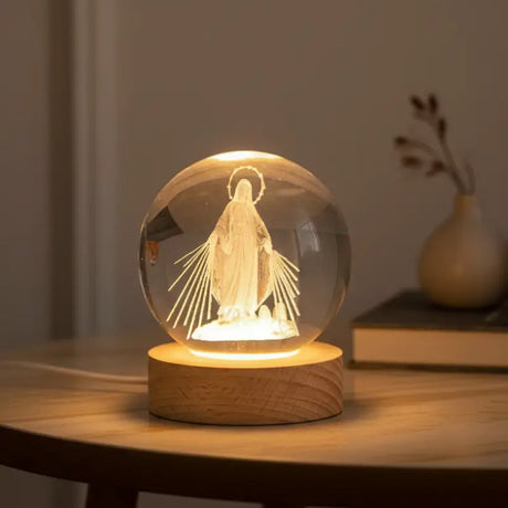 Luminária de Mesa Decorativa LED Globo 3D Religiosa - Casas Gael