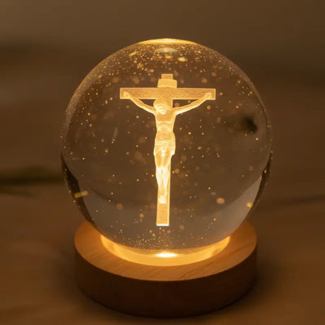 Luminária de Mesa Decorativa LED Globo 3D Religiosa - Casas Gael