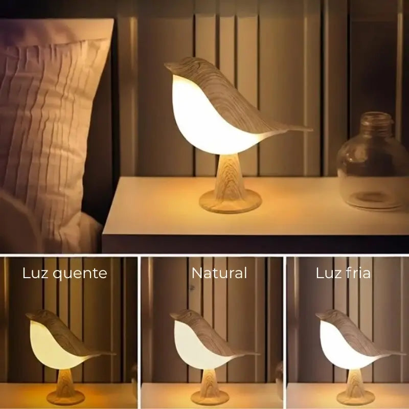 Luminária de Mesa Decorativa Pássaro LED 3 Tons de Luz - Casas Gael