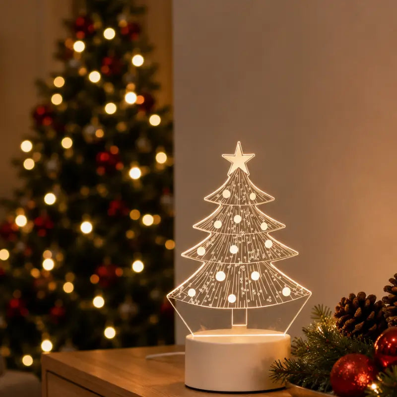 Luminária de Mesa LED 3D Árvore de Natal - Casas Gael