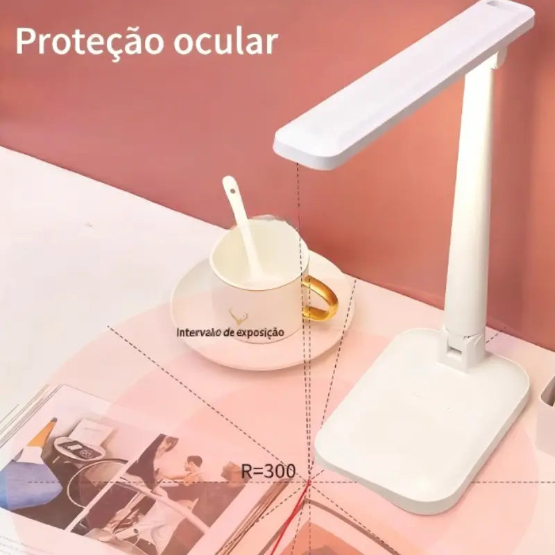 Luminária de Mesa LED Leitura Ajustável Recarregável 3 Modos - Casas Gael