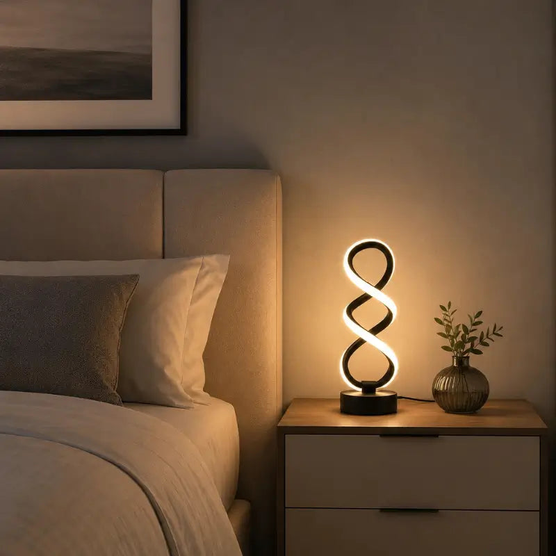 Luminária de Mesa LED Ondulada Moderna 3 Tons de Luz - Casas Gael