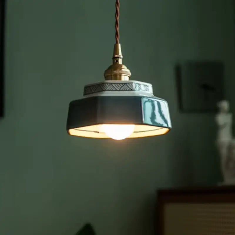 Luminária de Teto Pendente Vintage em Cerâmica e Pintada à Mão - Casas Gael
