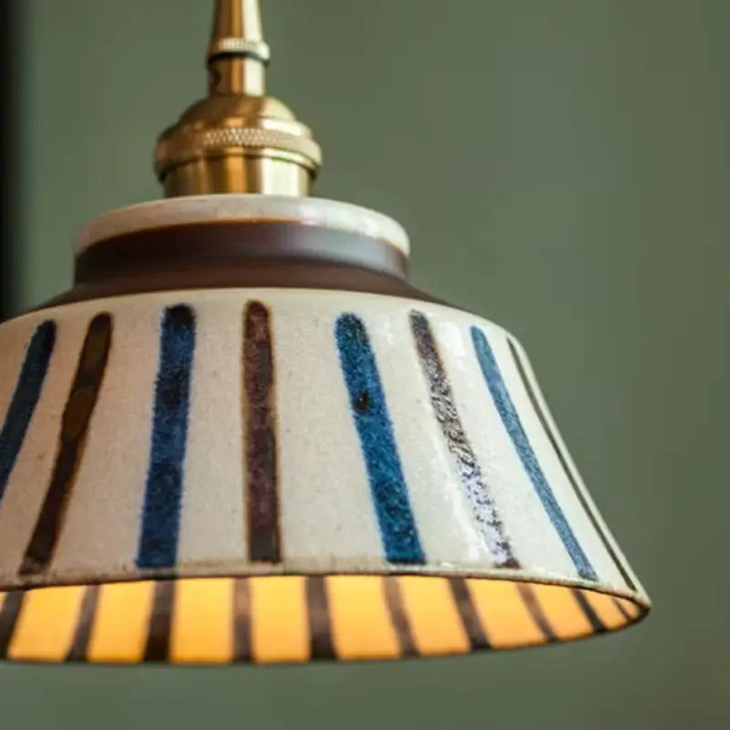Luminária de Teto Pendente Vintage em Cerâmica e Pintada à Mão - Casas Gael
