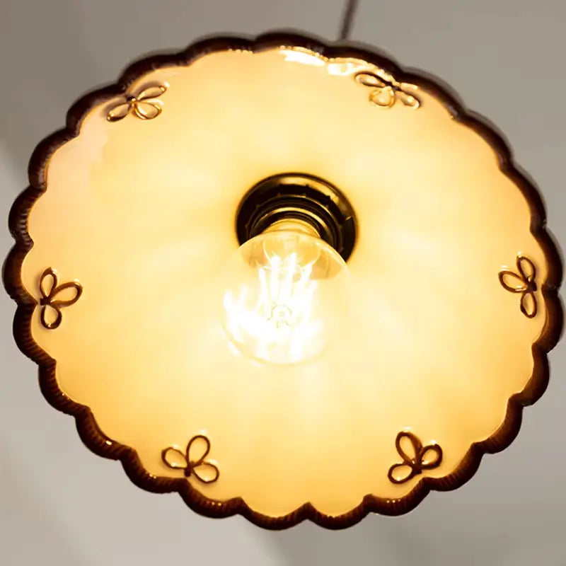 Luminária de Teto Pendente Vintage em Cerâmica e Pintada à Mão - Casas Gael