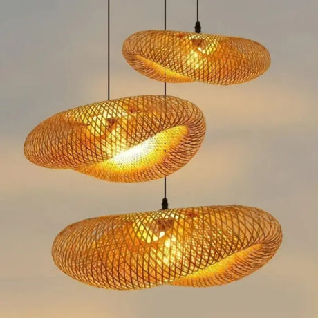 Luminária de Teto Pendente de Bambu 60cm Rattan - Casas Gael