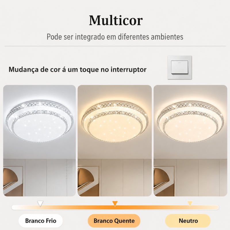 Luminária de Teto Plafon LED Moderno com 3 Cores de Luz - Casas Gael