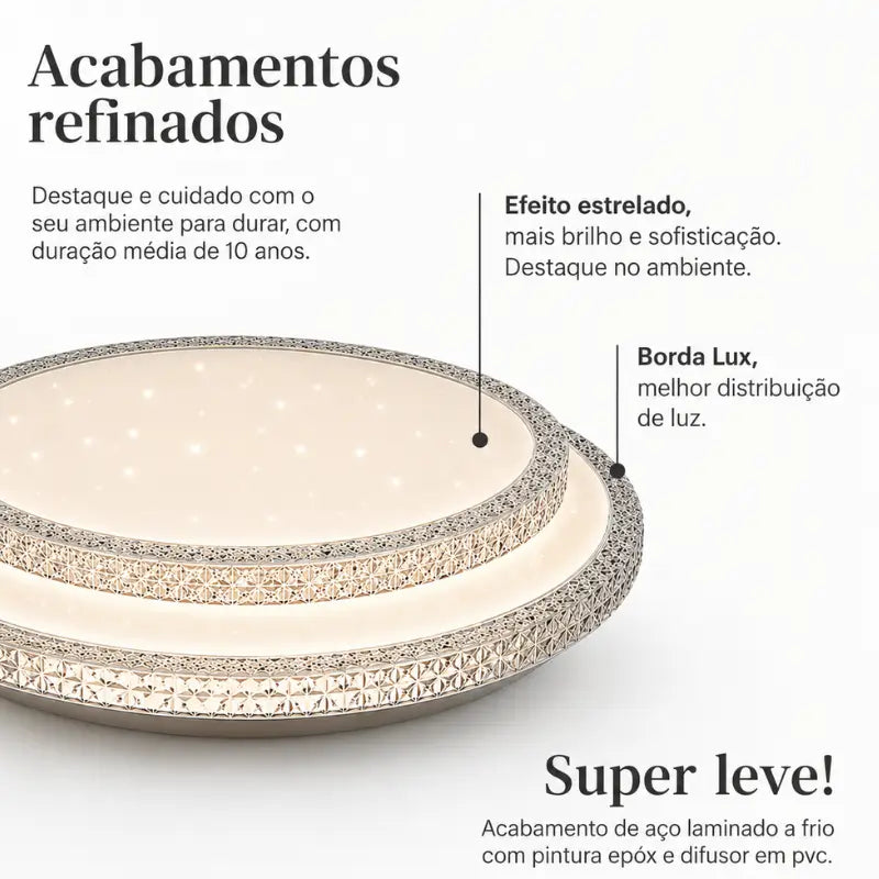 Luminária de Teto Plafon LED Moderno com 3 Cores de Luz - Casas Gael