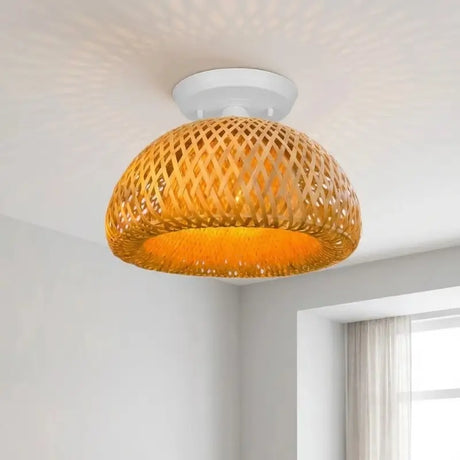 Luminária de Teto Sobrepor Rattan Natural Rústico - Casas Gael