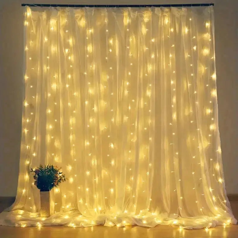 Pisca Pisca Cortina LED com Controle Remoto e 8 Modos de Luz - Casas Gael