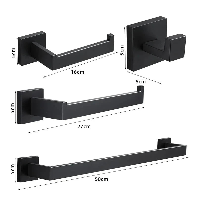 Acessórios de Banheiro Preto Fosco em Inox - Casas Gael