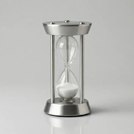 Ampulheta de Areria Decorativa Vidro e Metal 15 Minutos