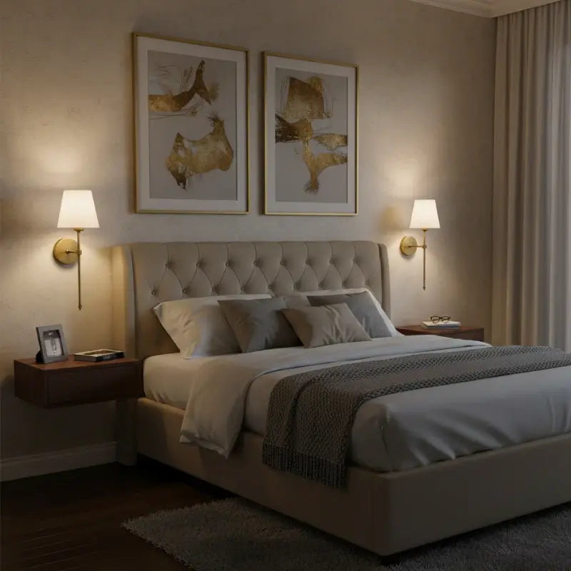 Arandela Abajur de Parede Retrô Metal e Cuba de Linho - Casas Gael