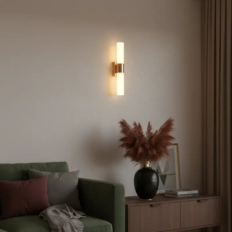 Arandela Cilindrica Moderna Vidro e Metal - Casas Gael