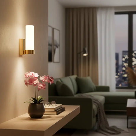 Arandela Cilindrica Moderna Vidro e Metal - Casas Gael