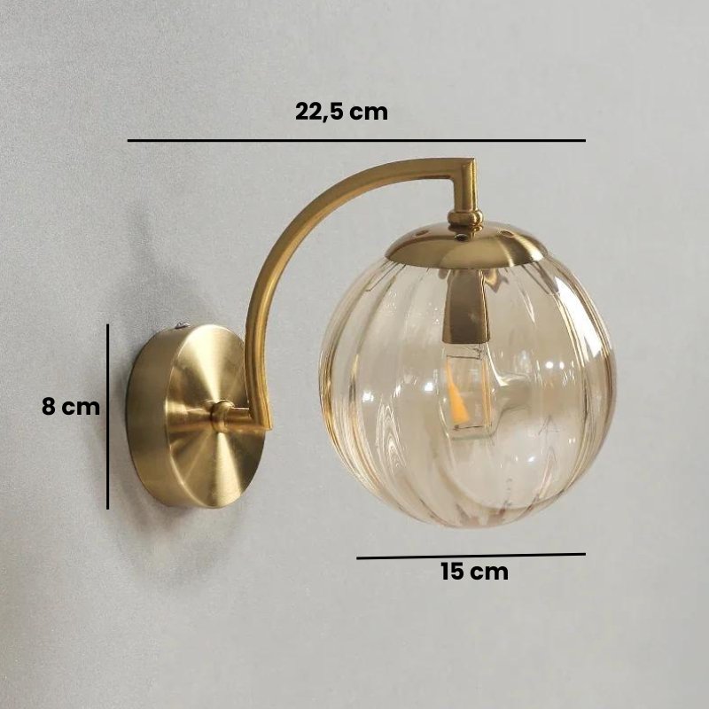 Arandela de Parede Dourada Metal e Vidro Nórdica - Casas Gael