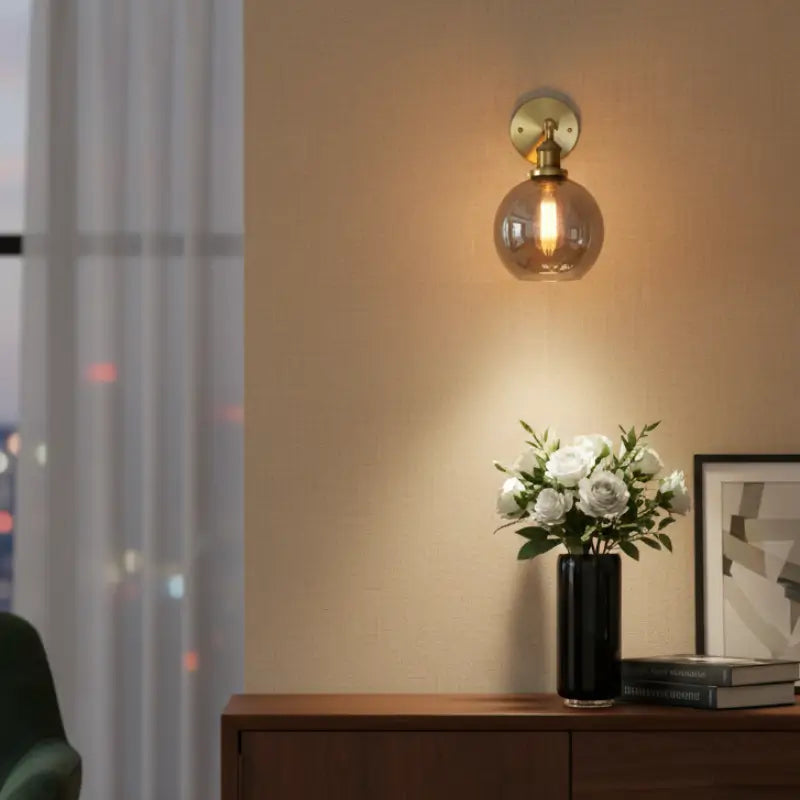 Arandela Industrial Dourada Metal e Vidro