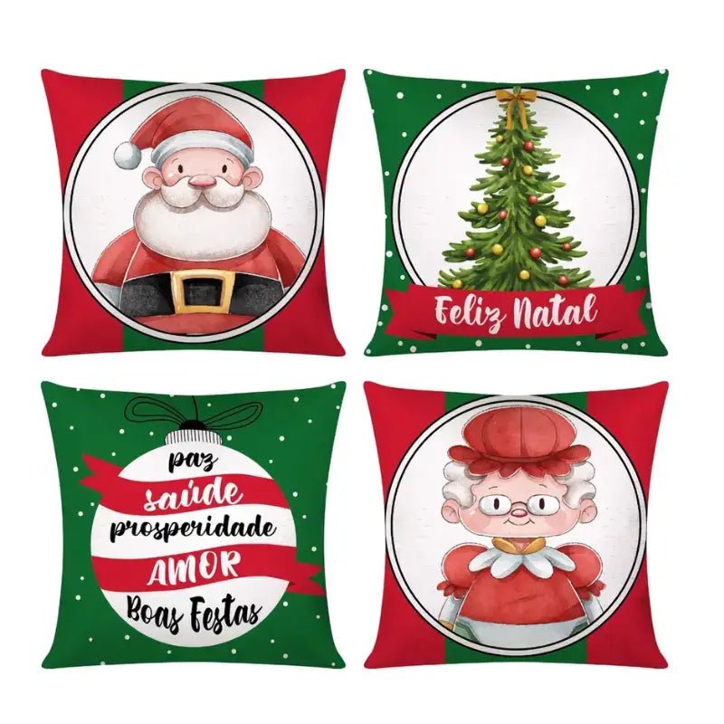 Capas de Almofadas de Natal 42x42cm Conjunto 4 unidades - Casas Gael