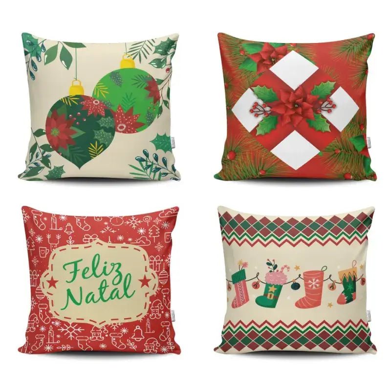 Capas de Almofadas de Natal 42x42cm Conjunto 4 unidades - Casas Gael