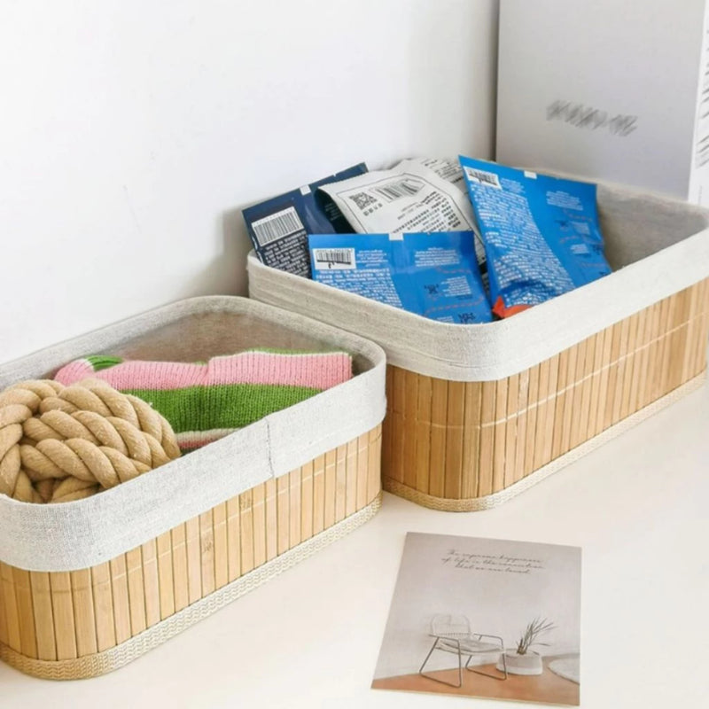 Cesto organizador multiuso e decorativo em Bambu - 3 peças