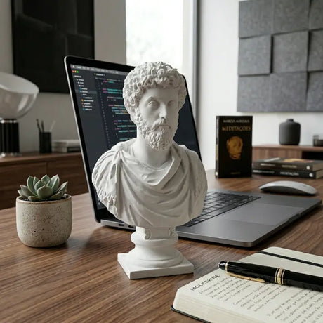 Estatueta Grega Decorativa Busto Marco Aurélio