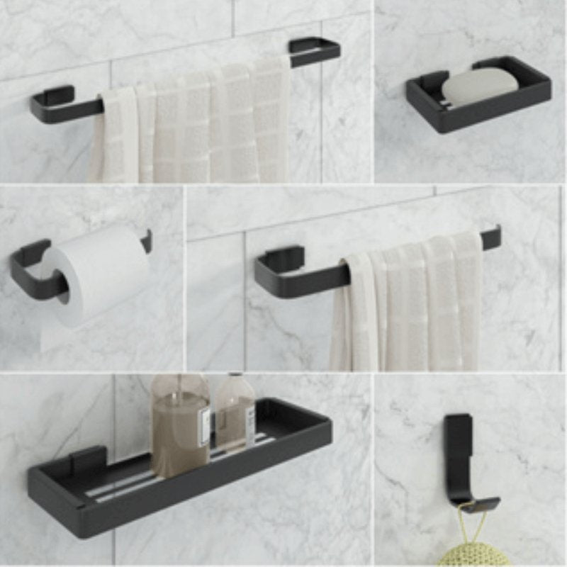 Kit Acessórios Para Banheiro Preto 6 Peças Aço Inox - Casas Gael