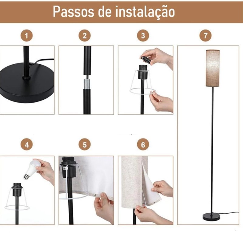 Luminária de Chão Minimalista Luz Ajustável - Casas Gael