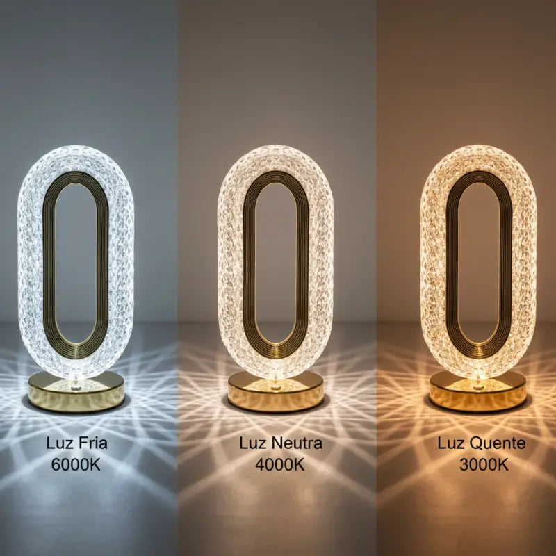 Luminária de Mesa Cristale Oval Luxuosa - Casas Gael