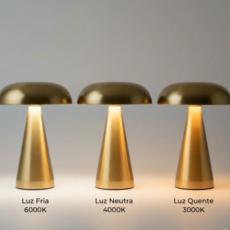 Luminária de Mesa Decorativa Cogumelo Recarregável em Metal