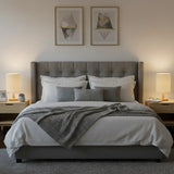 Luminária de Mesa para Quarto em Linho e Madeira