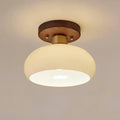 Luminária de Teto Sofisticada Vidro e Madeira - Casas Gael