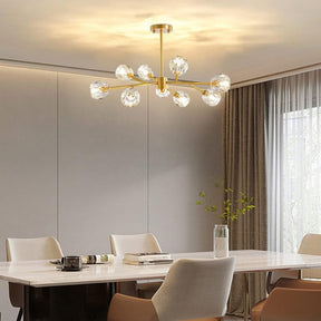 Lustre para Sala de Jantar Cristal e Metal Dourado - Casas Gael