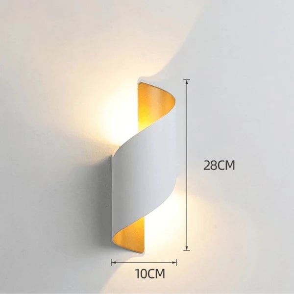 OUTLET - Arandela Externa de Parede Led Espiral branca e dourada - Casas Gael