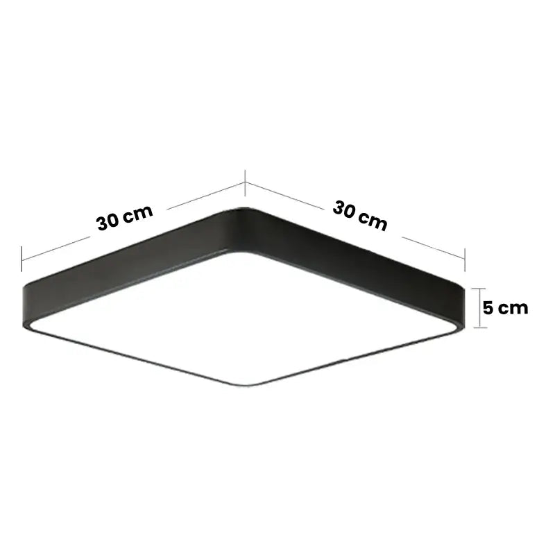 Plafon de Teto Sobrepor Quadrado Preto 30x30cm 24W 220v - Casas Gael