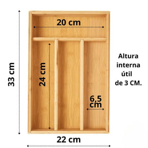 Porta Talheres Organizador de Gaveta com 4 Divisórias - Casas Gael