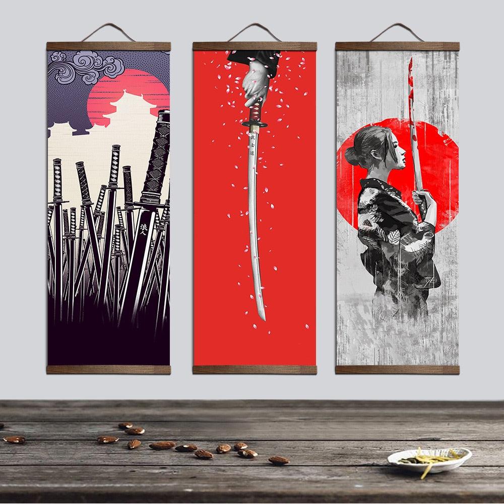 Poster Decorativo Estilo Japonês Katanas - Casas Gael