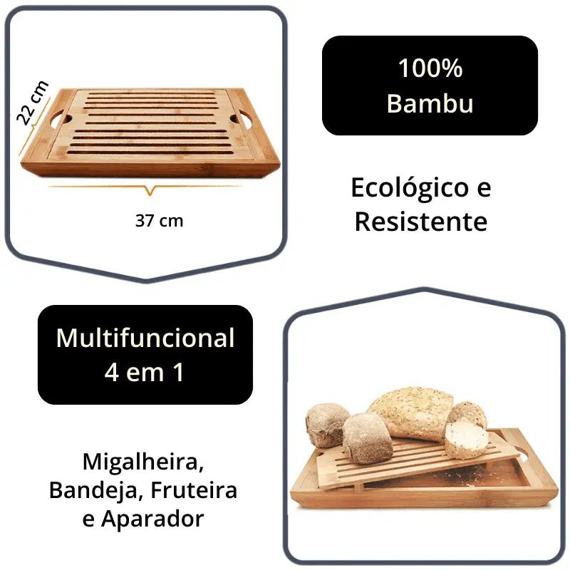 Tábua de Corte Multifuncional em Bambu - Casas Gael