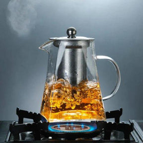 Bule de chá em vidro com infusor inox